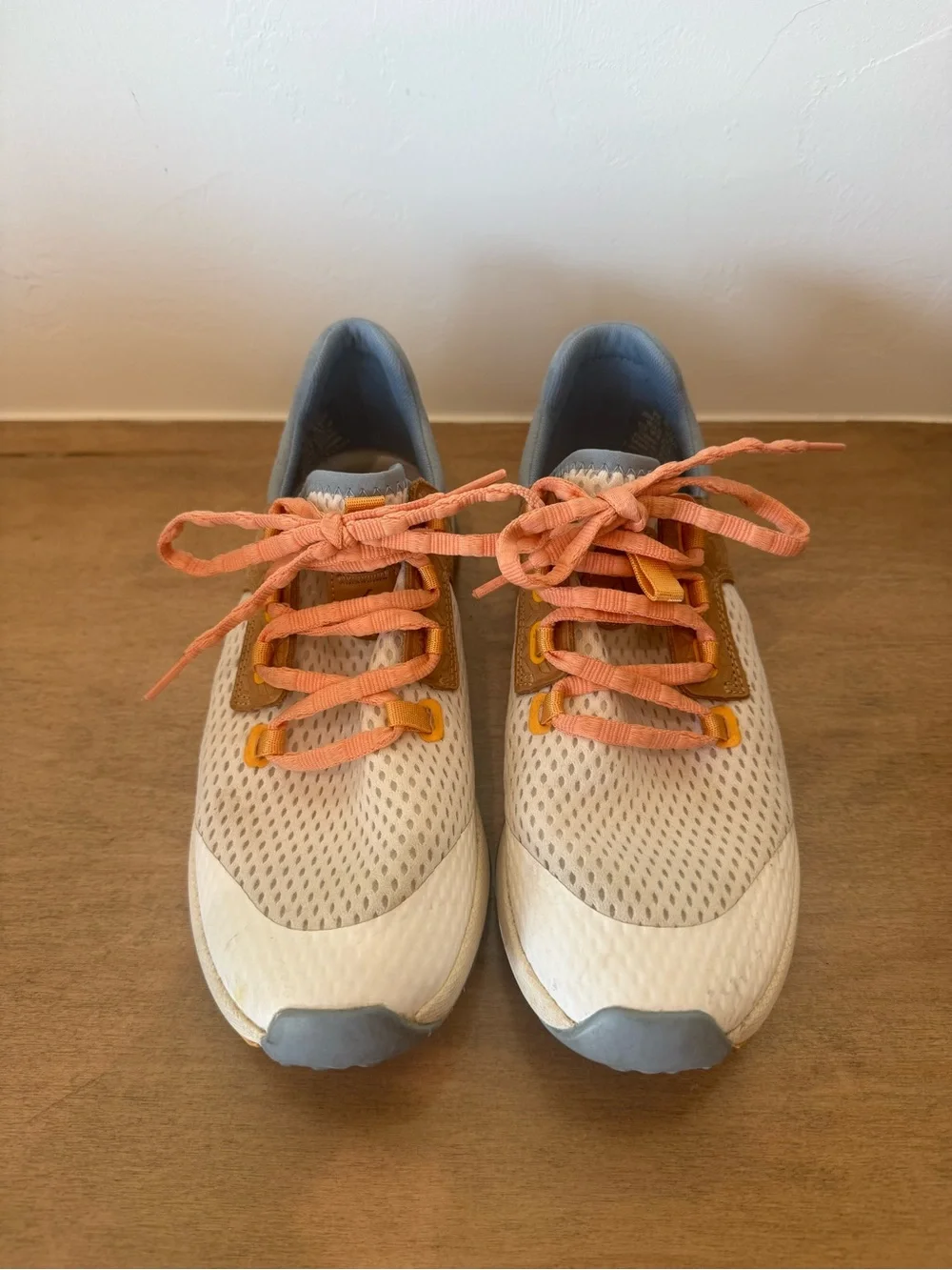 OluKai Women's Cream Mesh Athletic Shoes with Coral Laces